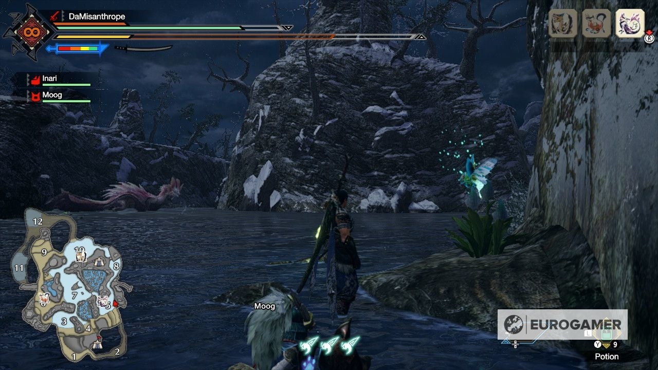 Where to find Great Wirebugs and Jewel lilies locations in Monster